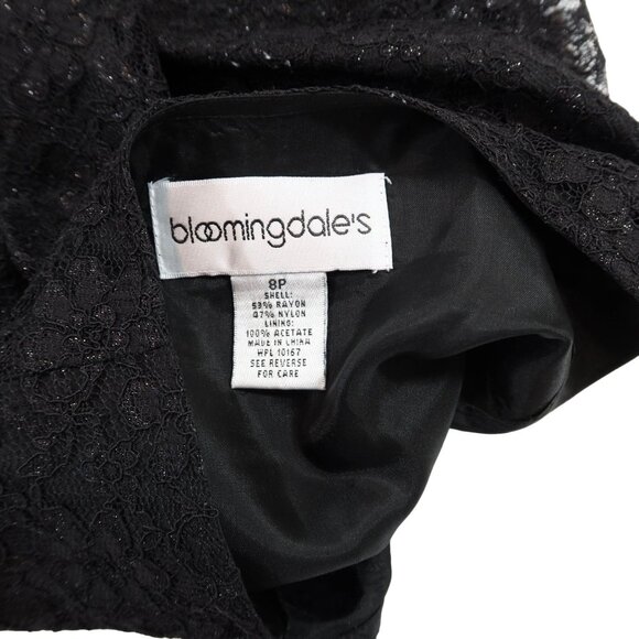 BLOOMINGDALES Vintage Whimsigoth Black Sparkle Lace A Line Knee Length Skirt 8p - Picture 6 of 6
